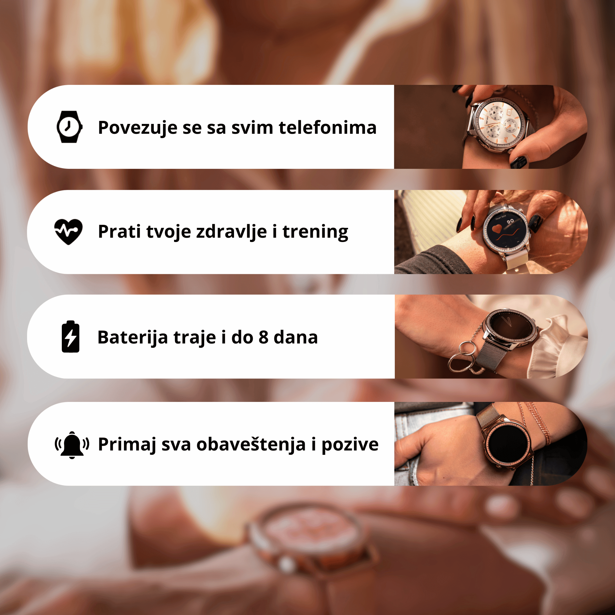 PAMETNI ŽENSKI SAT - TECH SMART WATCH